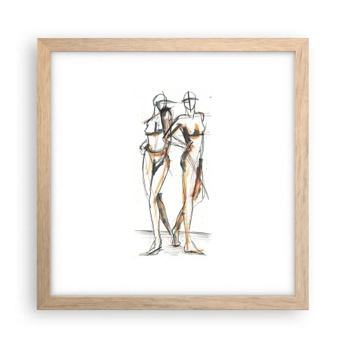 Plakat i ramme af lyst egetræ - En undersøgelse af charme - 30x30 cm