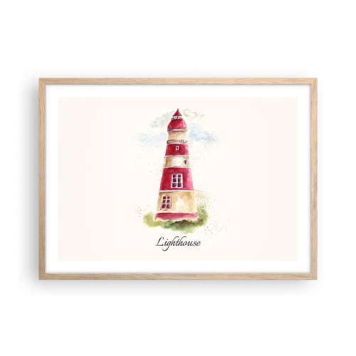 Plakat i ramme af lyst egetræ - Altid vejret omkring - 70x50 cm