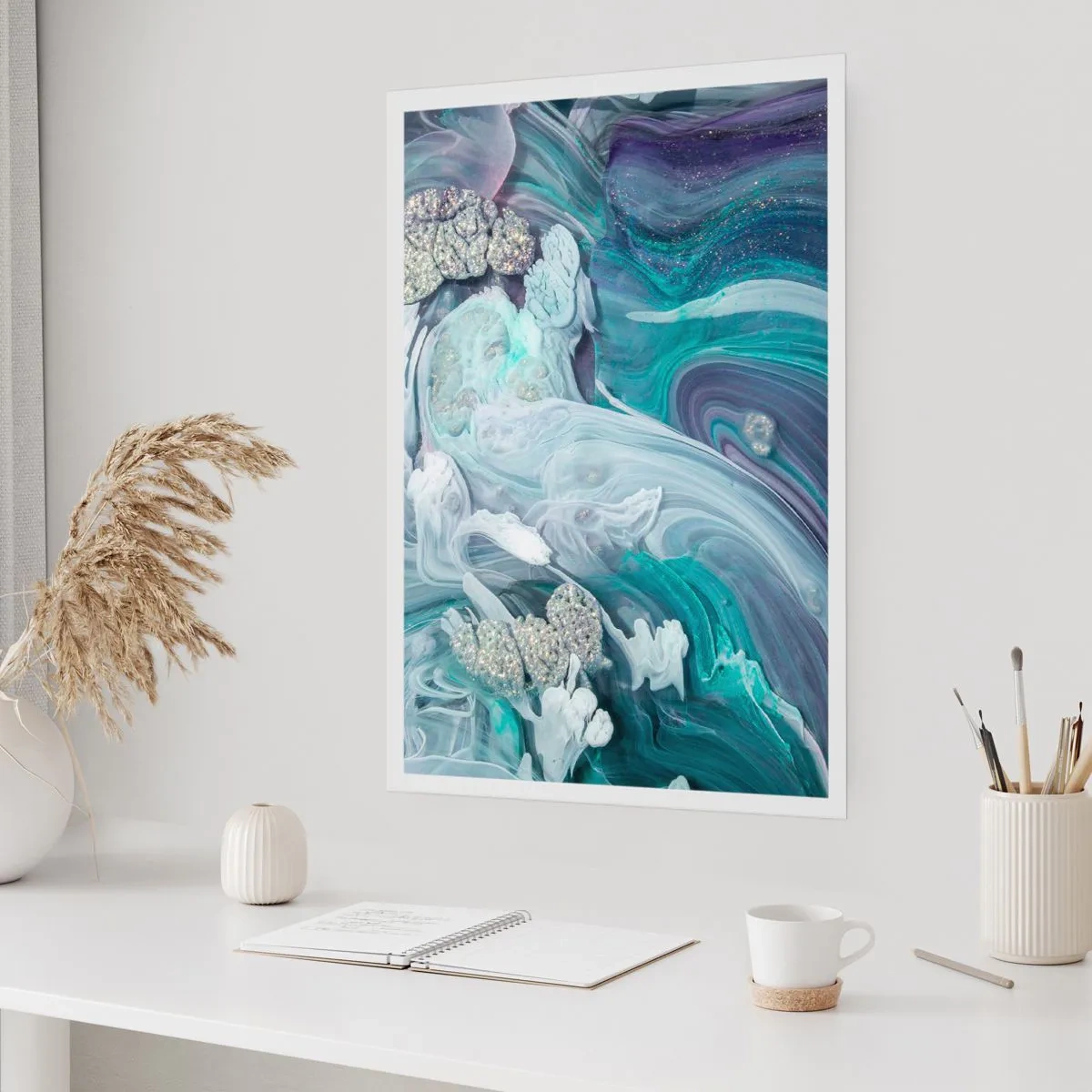 Plakat - Strømme af blå - 70x100 cm