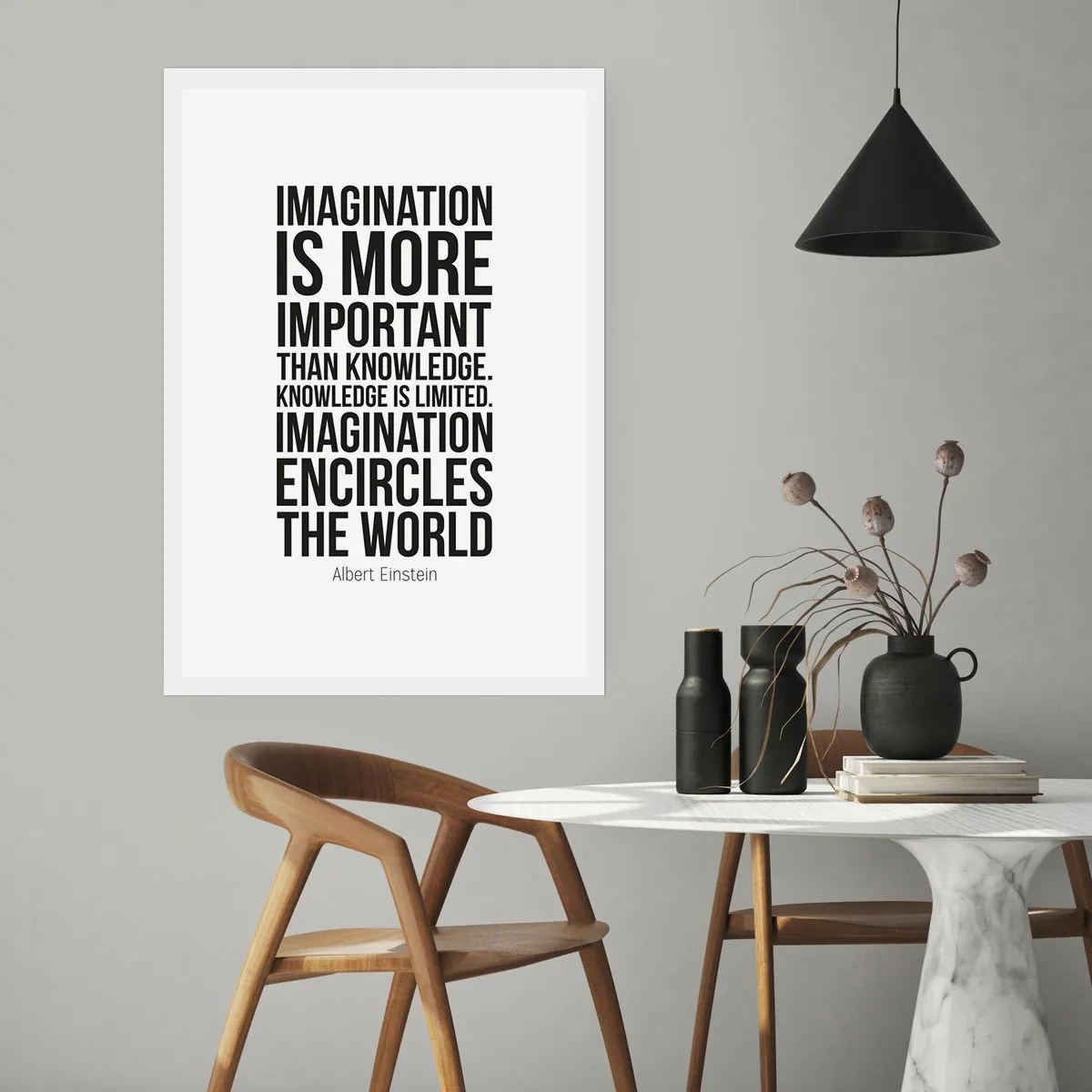 Plakat - Einstein om fantasiens kraft - 30x40 cm