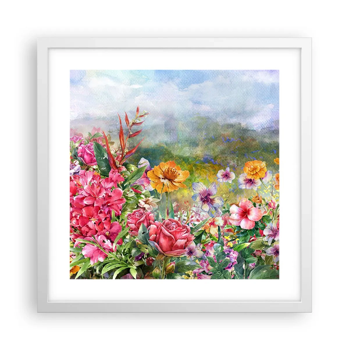 Plakat i hvid ramme - En have, der er gået amok - 40x40 cm