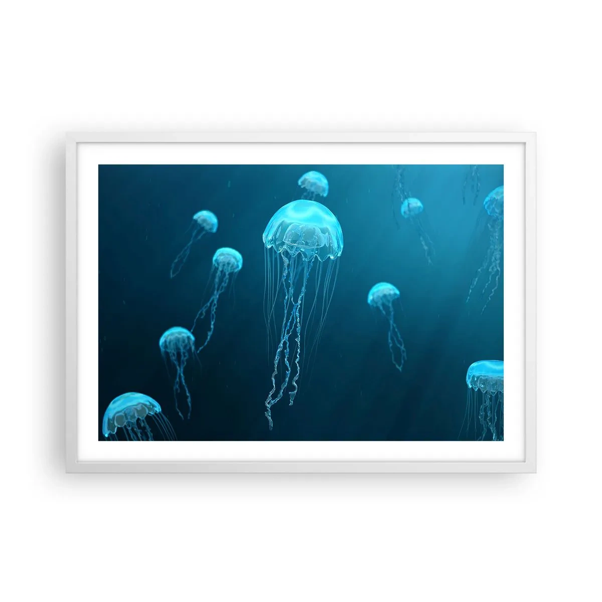Plakat i hvid ramme - Havets dans - 70x50 cm