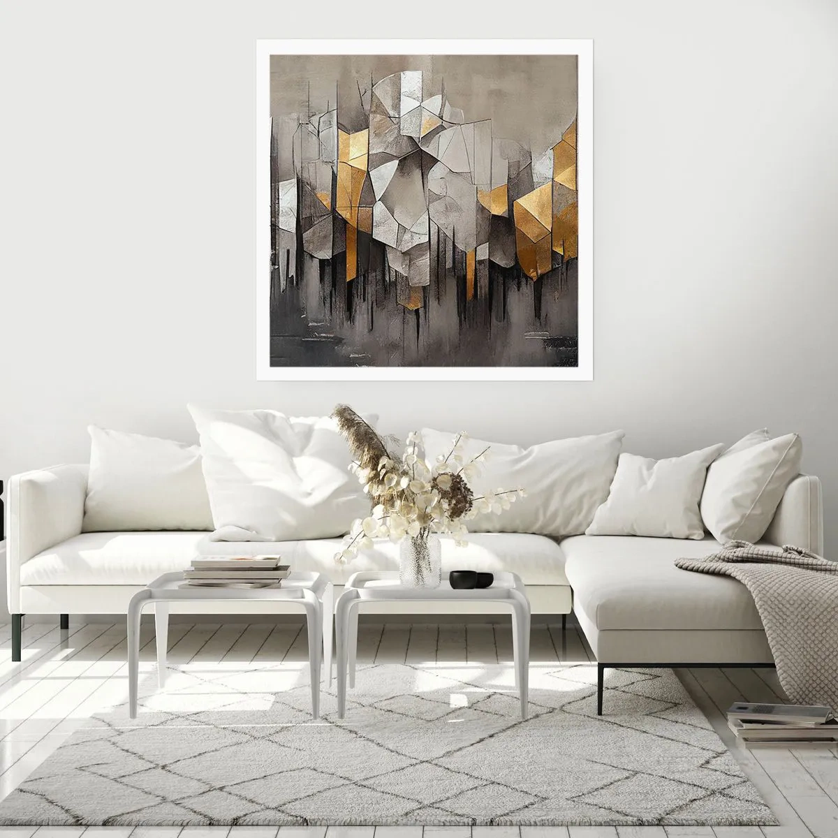 Plakat - Komposition lavet af is og lys - 50x50 cm
