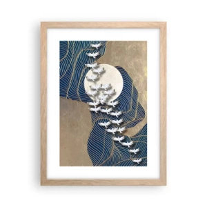 Plakat i ramme af lyst egetræ - Frihed, rejselyst, fællesskab - 30x40 cm
