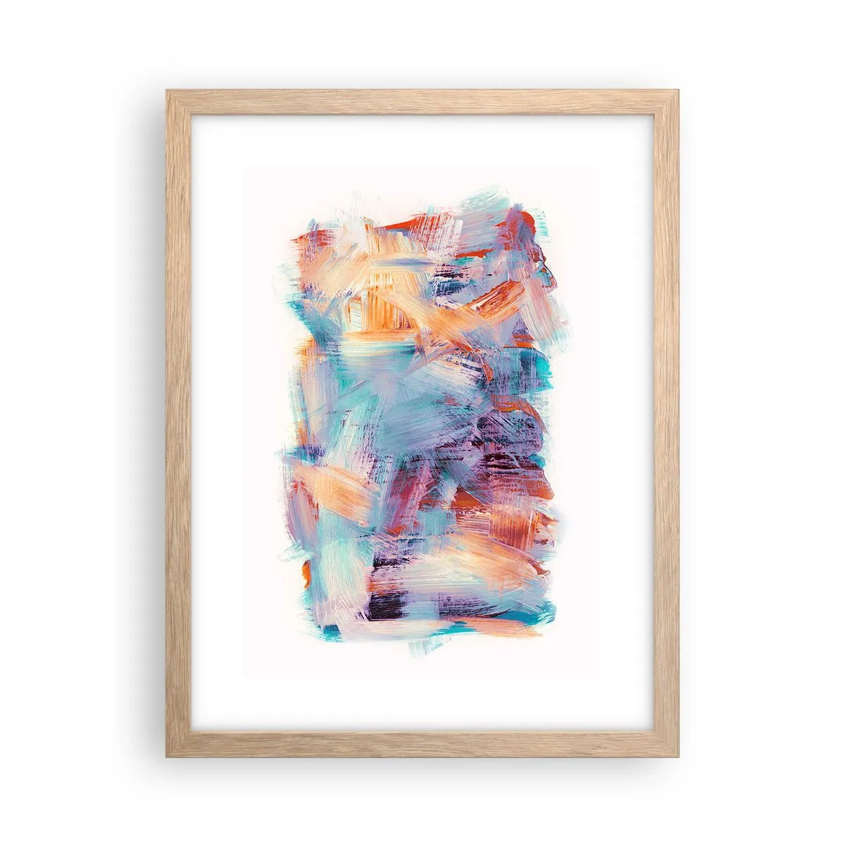 Plakat i ramme af lyst egetræ - Farverigt rod - 30x40 cm