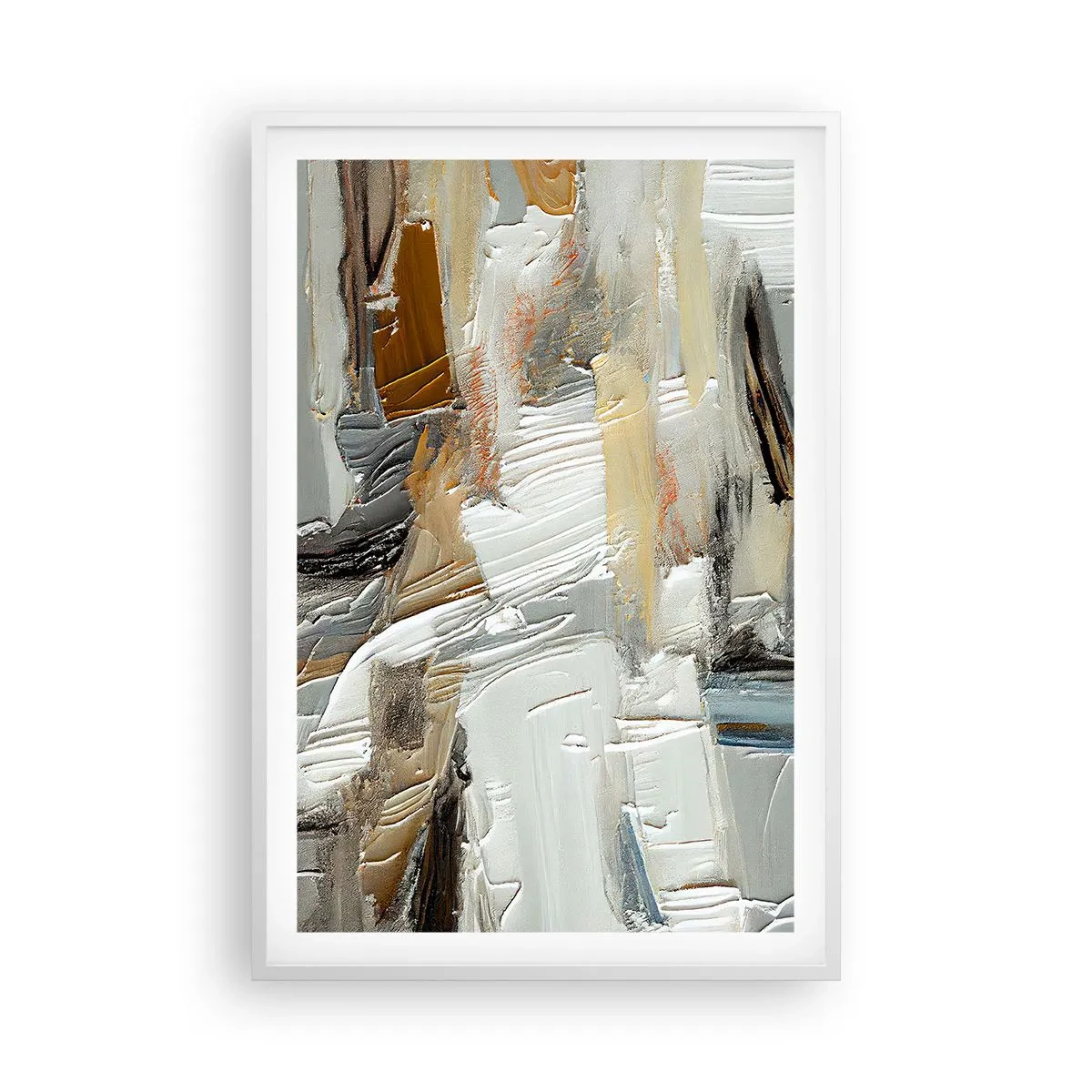 Plakat i hvid ramme - Farverige lagdelinger - 61x91 cm