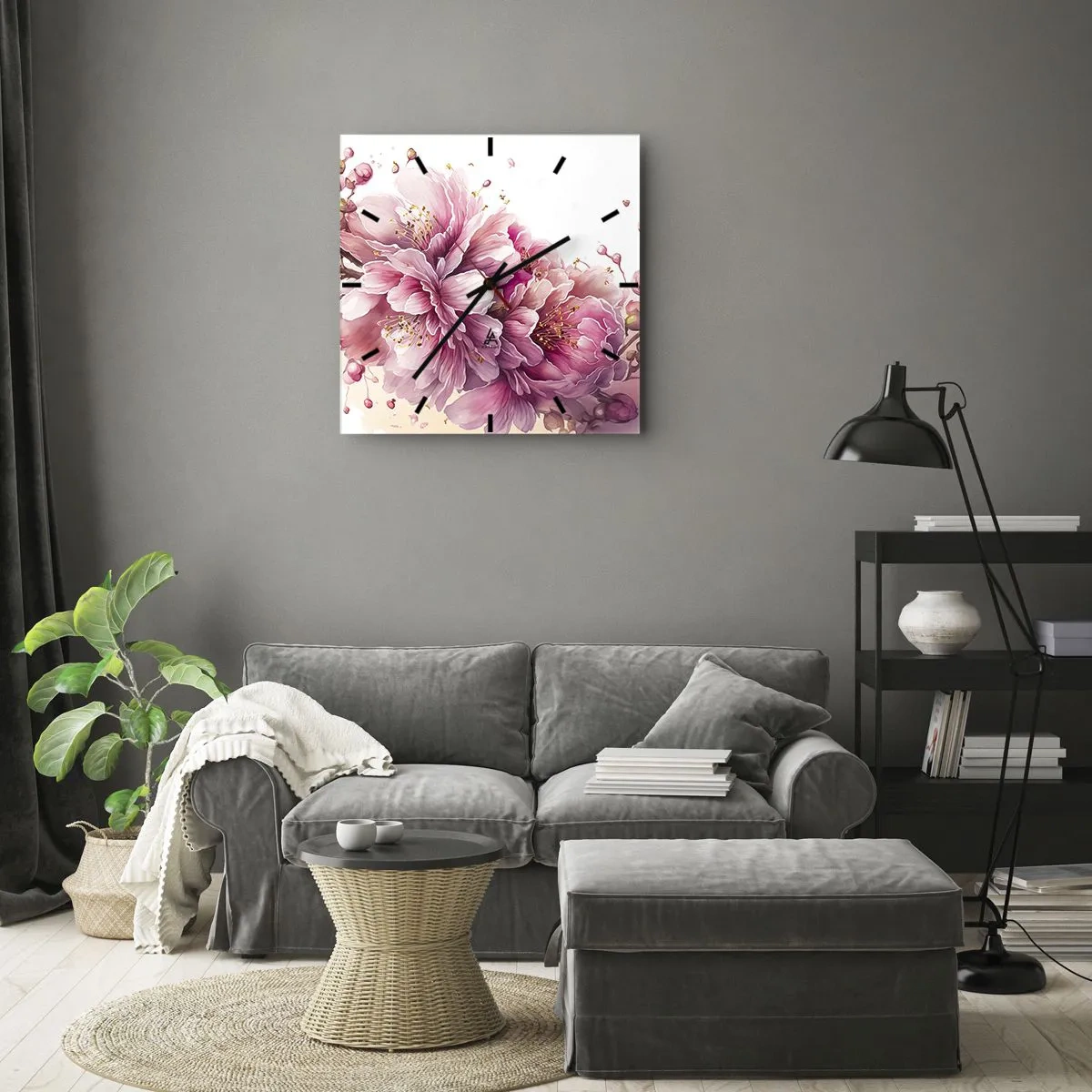 Vægur, Uret - Kirsebærblomst - 30x30 cm