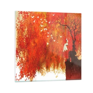 Billede på glas - Vil han flyve med dem? - 30x30 cm