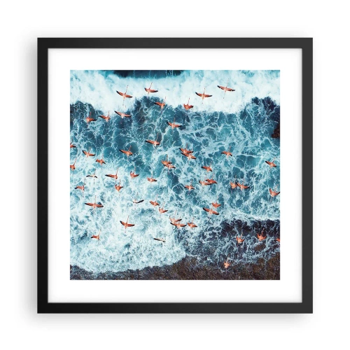 Plakat i sort ramme - Parade ved havet - 40x40 cm