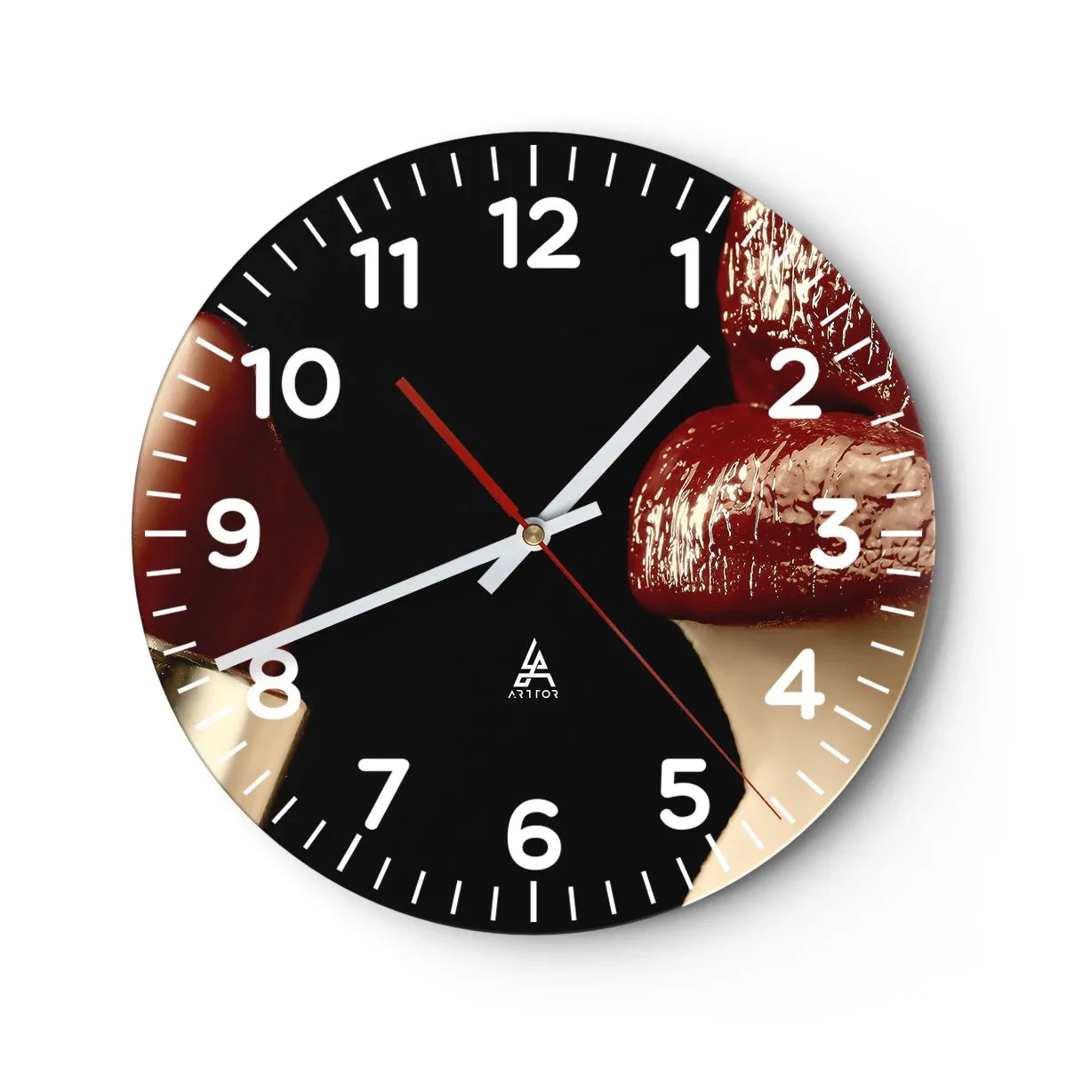 Vægur, Uret - Karminrødt farves sanselighed og udstråling - 40x40 cm