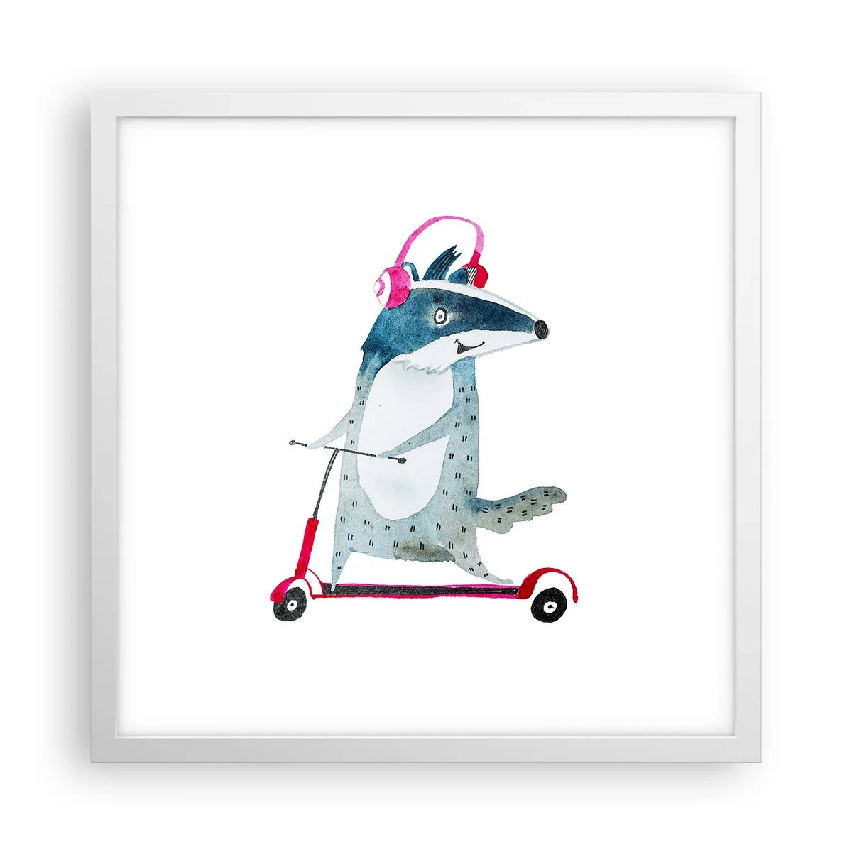 Plakat i hvid ramme - Grævlingens glæder - 40x40 cm