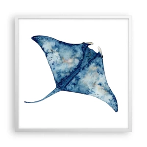 Plakat i hvid ramme - Liv i blåt - 60x60 cm