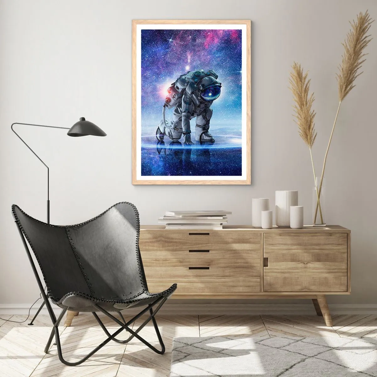 Plakat i ramme af lyst egetræ - Den stjerneklare himmel over mig - 70x100 cm