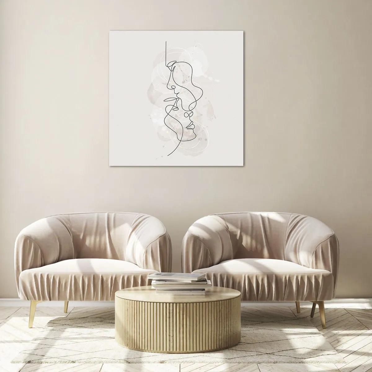 Billede på glas - Omfavnet i en omfavnelse - 50x50 cm