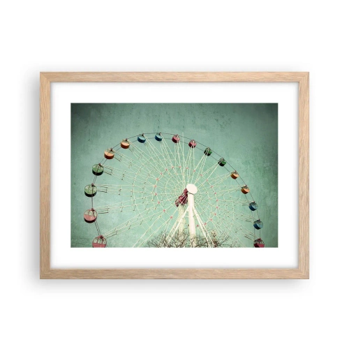 Plakat i ramme af lyst egetræ - Vi inviterer dig til at lege - 40x30 cm