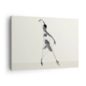 Lærredstryk - Billede på lærred - Ballerina i en geometrisk fortolkning med linjer - 70x50cm - I verdens teater - Moderne vægdekoration til stue og soveværelse ARTTOR