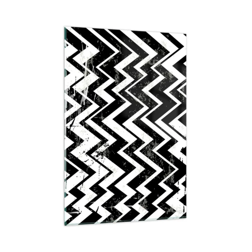 Billede på glas - Zig-hvid, zag-sort - 80x120 cm