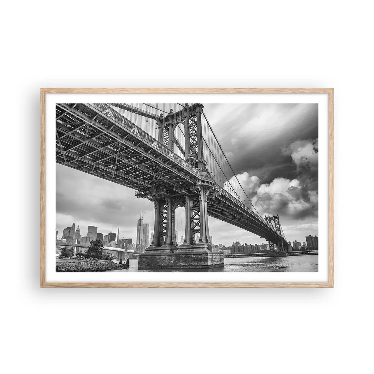 Plakat i ramme af lyst egetræ - Til byens hjerte - 91x61 cm