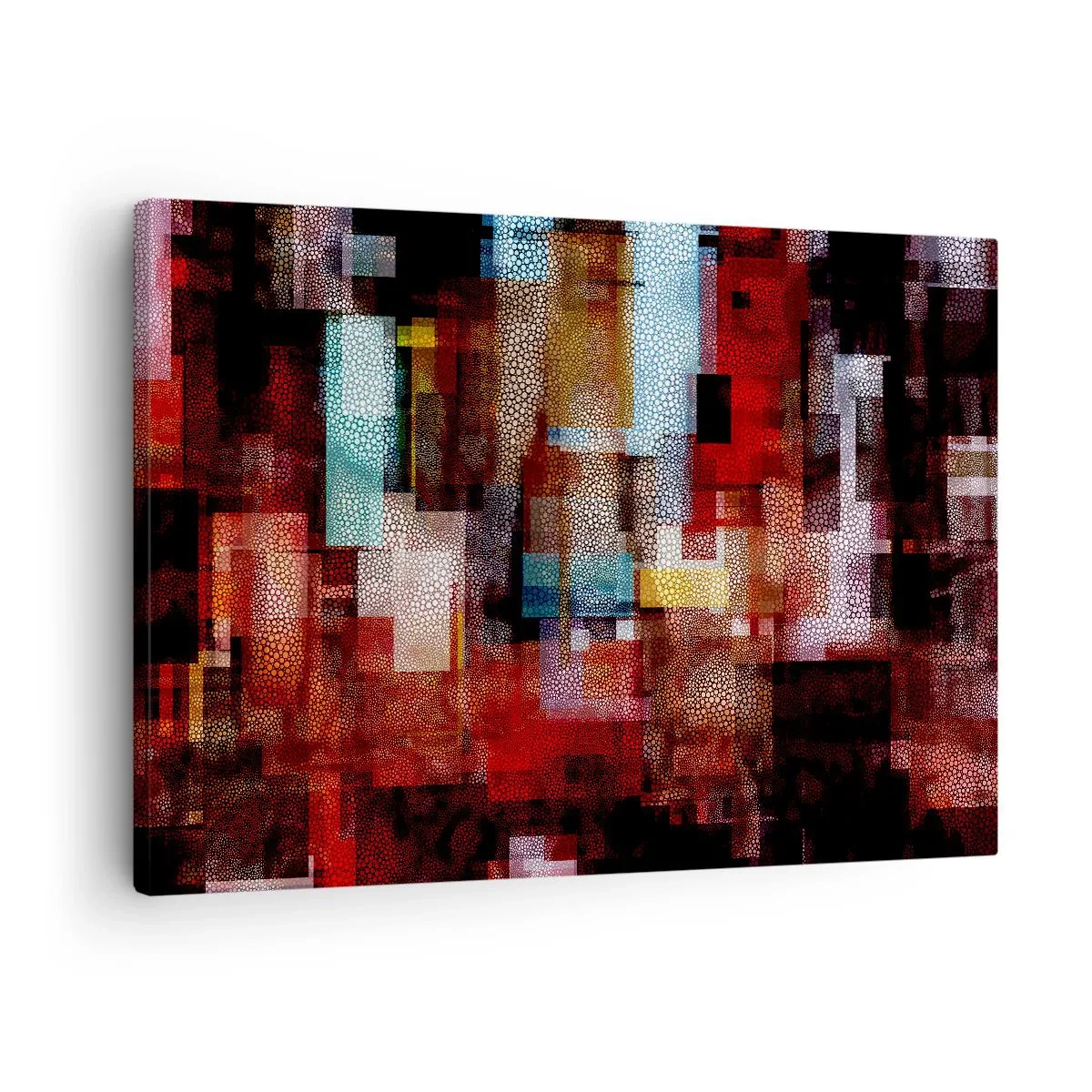 Lærredstryk - Billede på lærred - Geometrisk abstraktion i intense røde nuancer - 70x50cm - Forvirring med forvirring - Moderne vægdekoration til stue og soveværelse ARTTOR