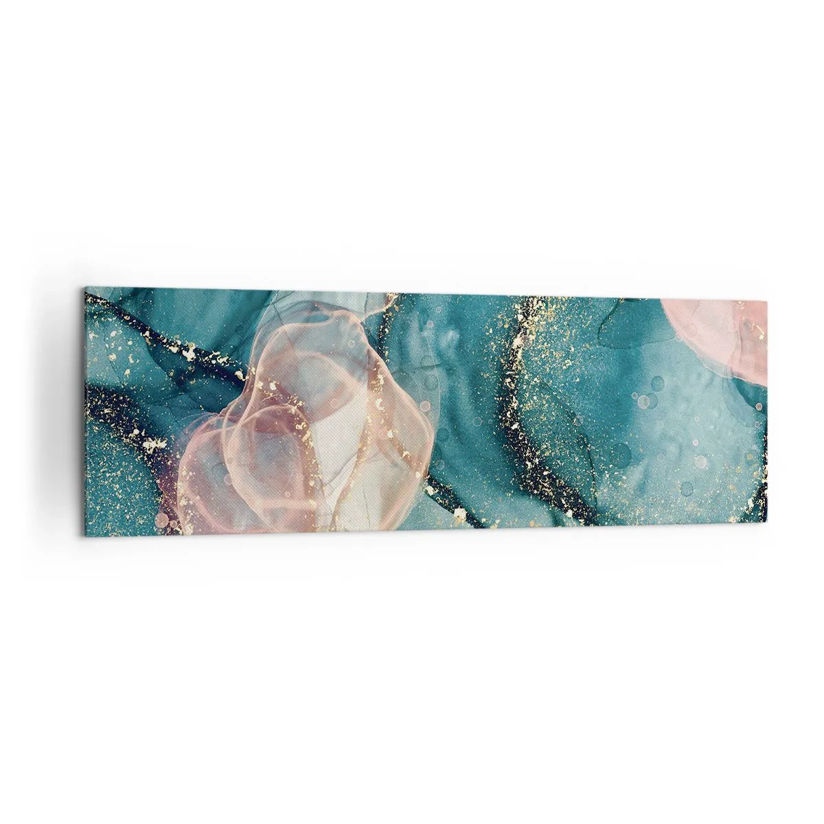 Lærredstryk - Billede på lærred - Silkeblå, tyl lyserød - 160x50 cm