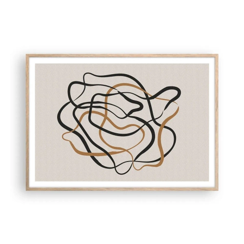 Plakat i ramme af lyst egetræ - Alt er gået galt - 100x70 cm