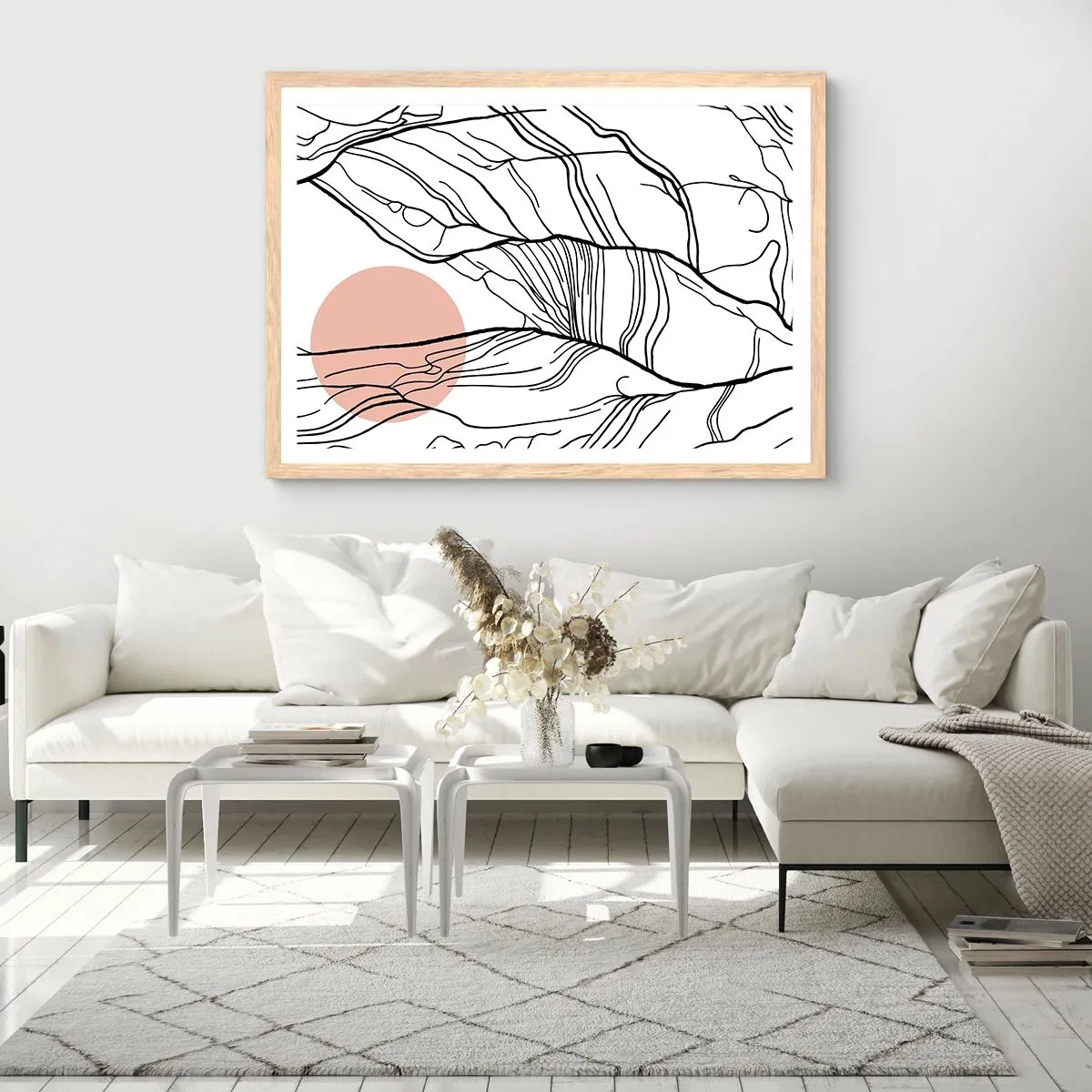 Plakat i ramme af lyst egetræ - I et netværk af kviste - 50x40 cm