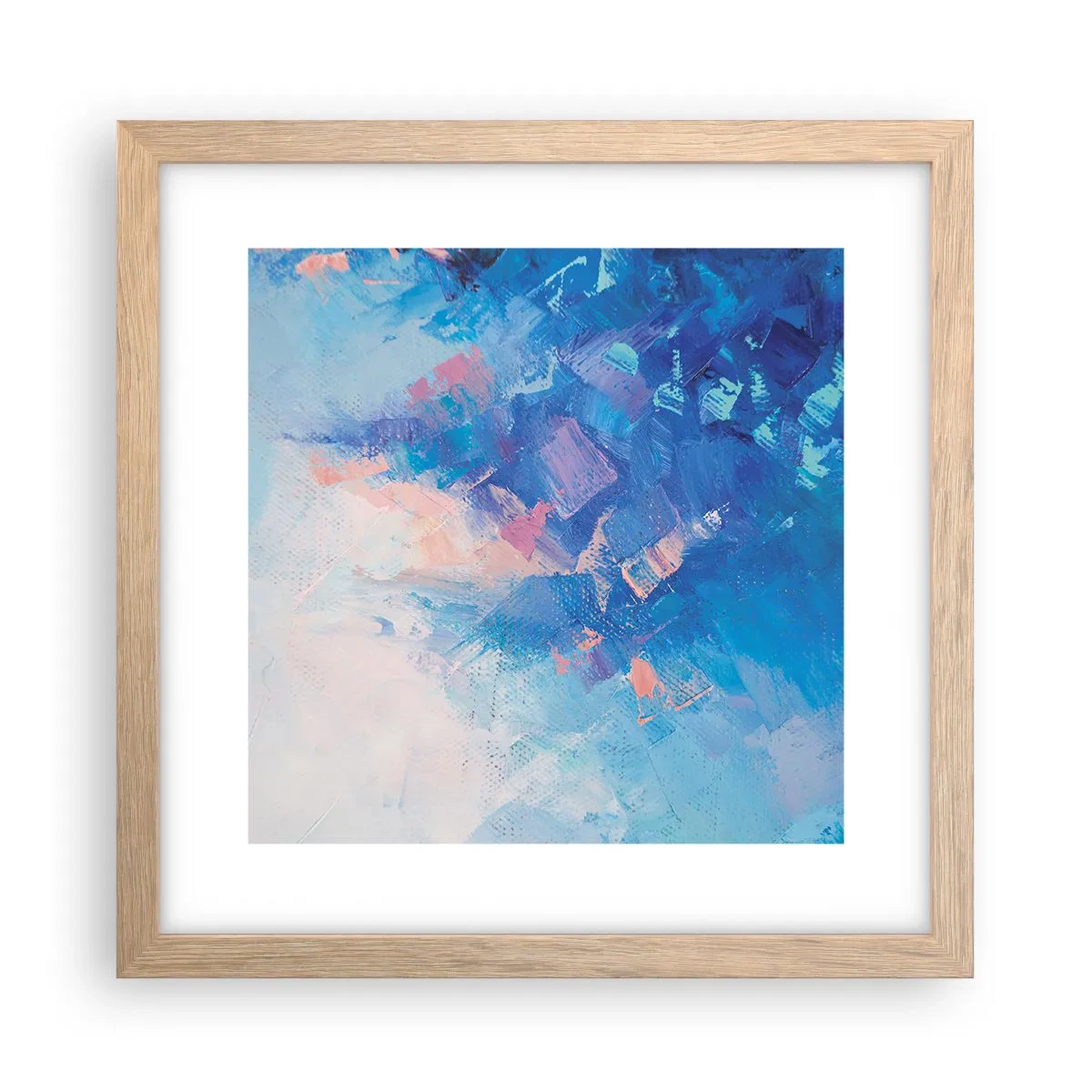 Plakat i ramme af lyst egetræ - Vinter abstraktion - 30x30 cm