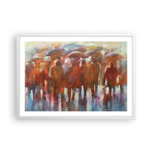 Plakat i hvid ramme - Lige i regn og tåge - 70x50 cm