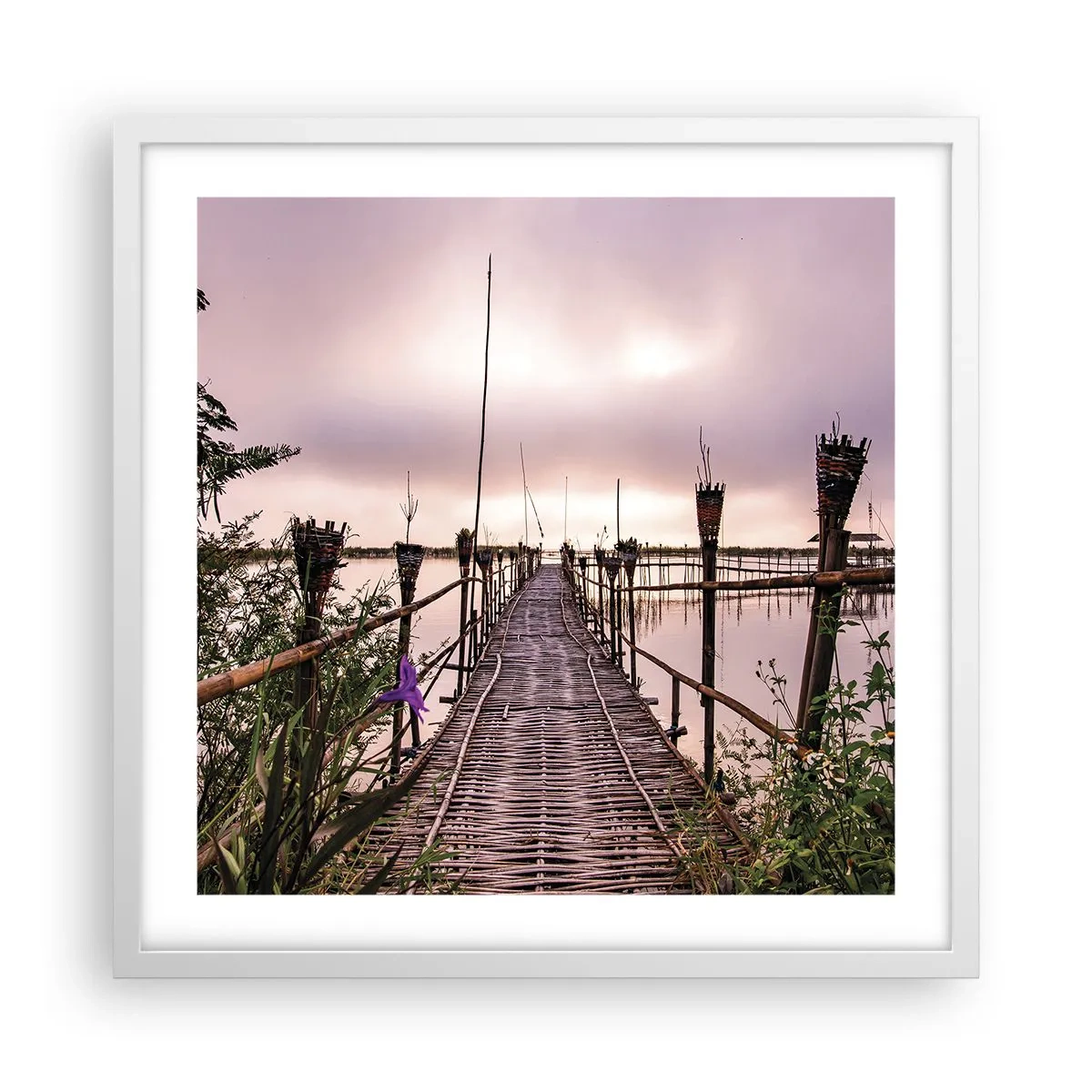 Plakat i hvid ramme - Den stille og rolige atmosfære i Asien - 50x50 cm