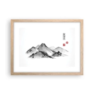 Plakat i ramme af lyst egetræ - Langt væk - 40x30 cm