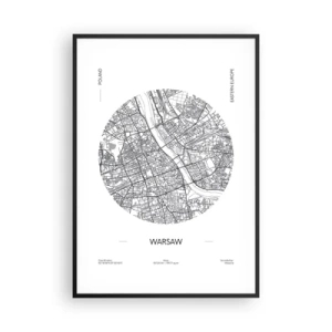 Plakat i sort ramme - Warszawas anatomi - 70x100 cm