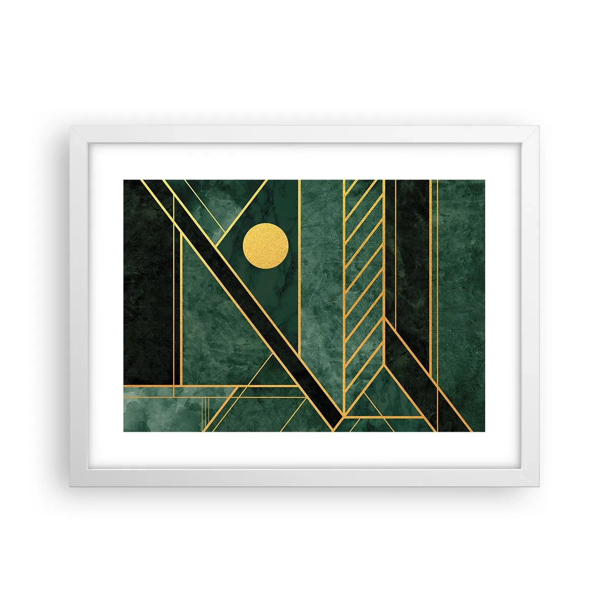 Plakat i hvid ramme - Dynamikken i guld og azurblå - 40x30 cm