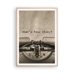 Plakat i ramme af lyst egetræ - Fortæl mig - 70x100 cm