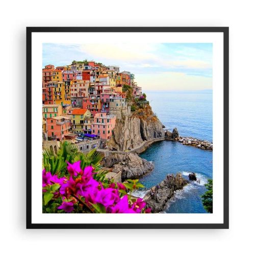 Plakat i sort ramme - En grinende by - 60x60 cm