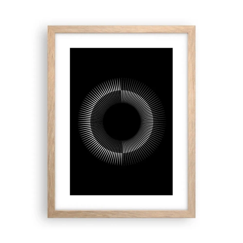 Plakat i ramme af lyst egetræ - Sort sol - 30x40 cm