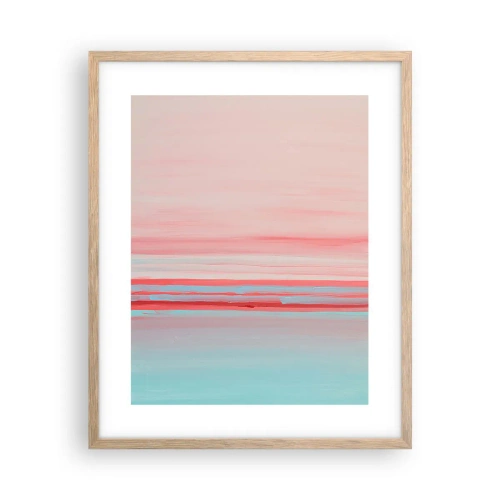 Plakat i ramme af lyst egetræ - Abstraktion ved daggry - 40x50 cm