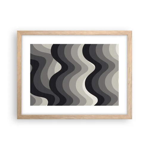 Plakat i ramme af lyst egetræ - Bølge efter bølge - 40x30 cm