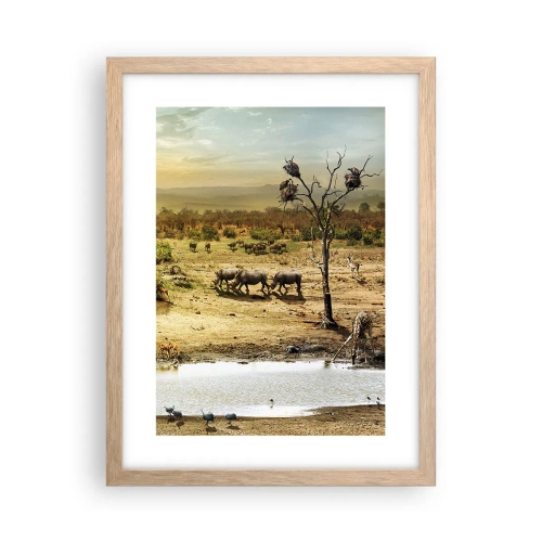 Plakat i ramme af lyst egetræ - "Og ud af Eden flød en flod...". - 30x40 cm