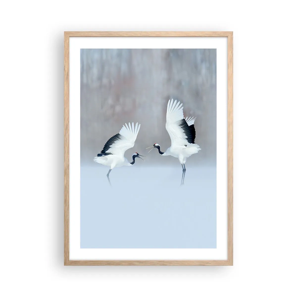 Plakat i ramme af lyst egetræ - Danser i tågen - 50x70 cm