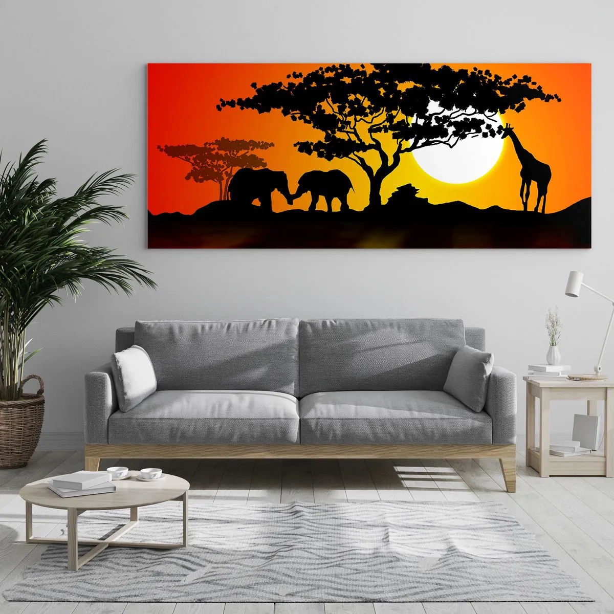 Billede på glas - Møde på savannen - 90x30 cm