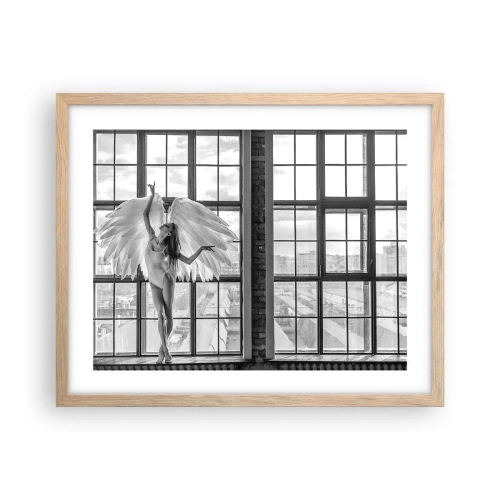 Plakat i ramme af lyst egetræ - Englenes by? - 50x40 cm