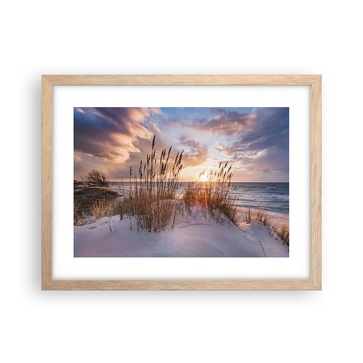Plakat i ramme af lyst egetræ - Farvel til sol og vind - 40x30 cm