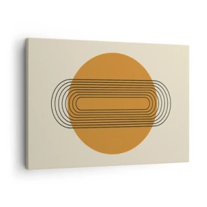 Lærredstryk - Billede på lærred - Geometrisk mønster med orange cirkler og linjer - 70x50cm - Den perfekte plan - Moderne vægdekoration til stue og soveværelse ARTTOR
