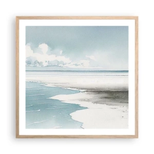 Plakat i ramme af lyst egetræ - Blidt tidevand - 60x60 cm