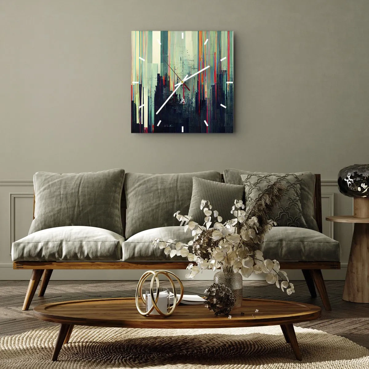 Vægur, Uret - Futuristisk by - 40x40 cm