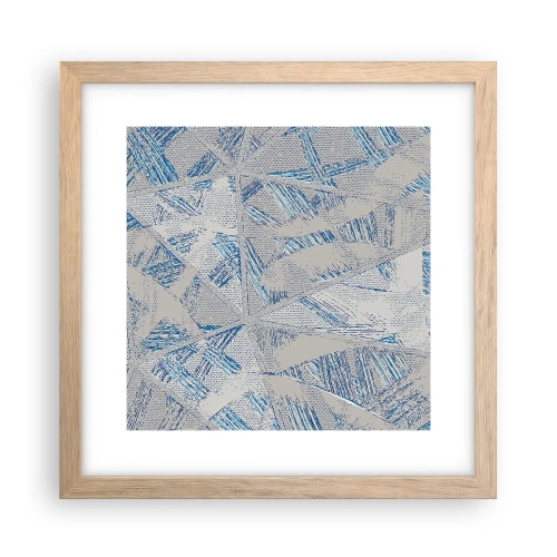 Plakat i ramme af lyst egetræ - I en gråblå labyrint - 30x30 cm