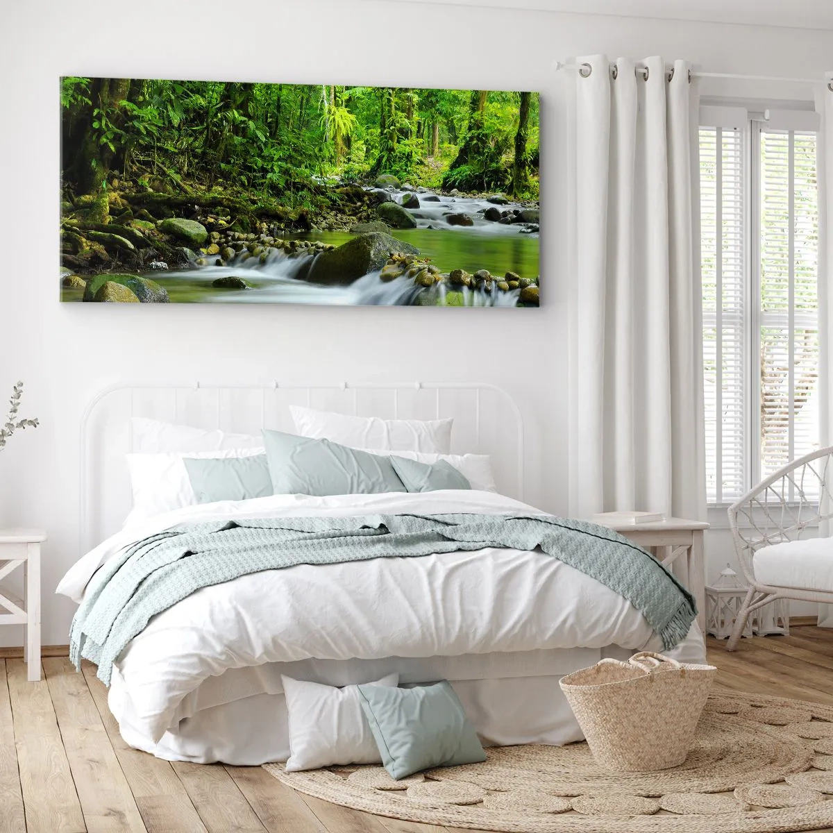 Lærredstryk - Billede på lærred - Svøm i et hav af grønt - 100x40 cm