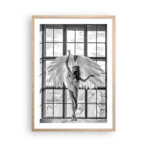 Plakat i ramme af lyst egetræ - Englenes by? - 50x70 cm