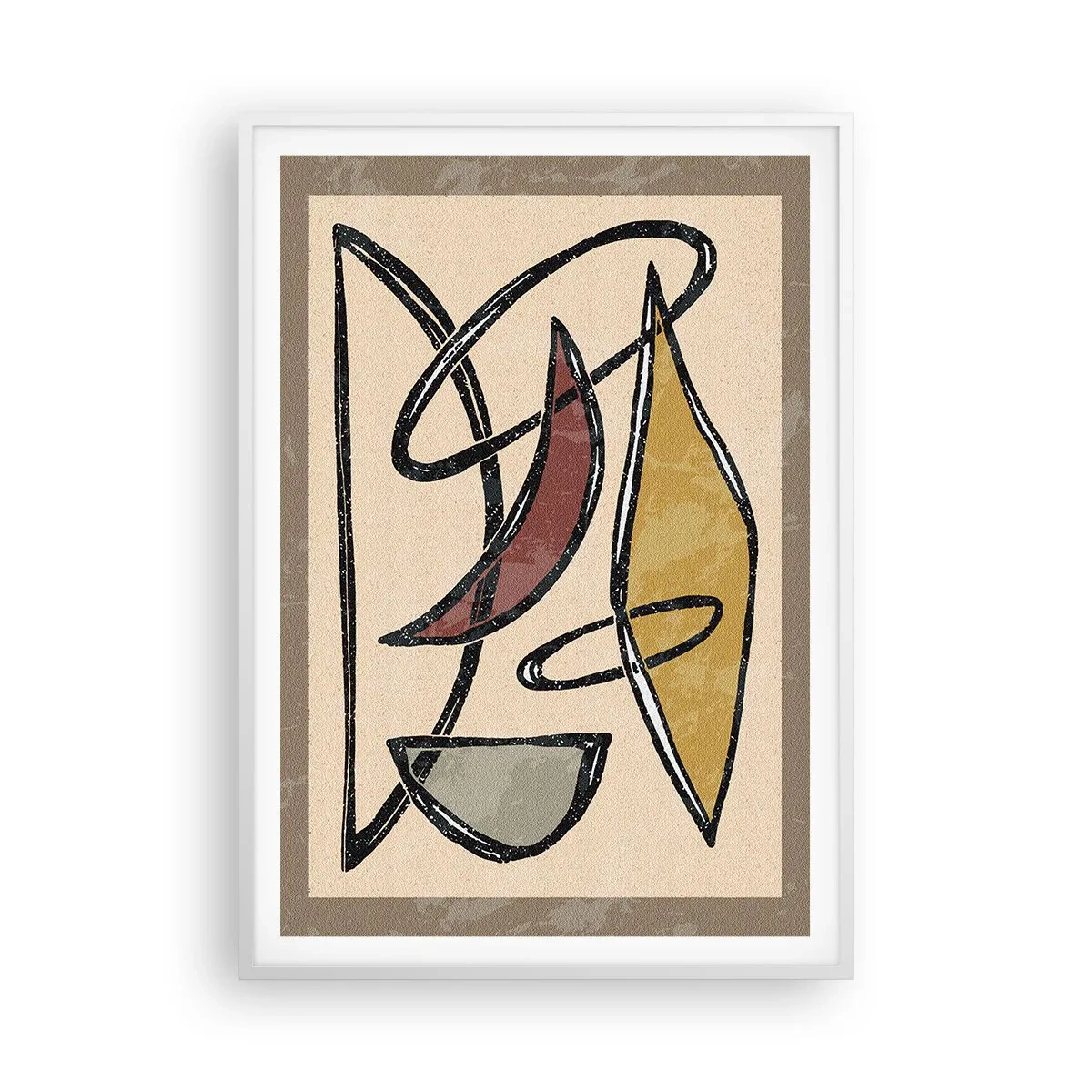 Plakat i hvid ramme - Komposition - buer og ovaler - 70x100 cm