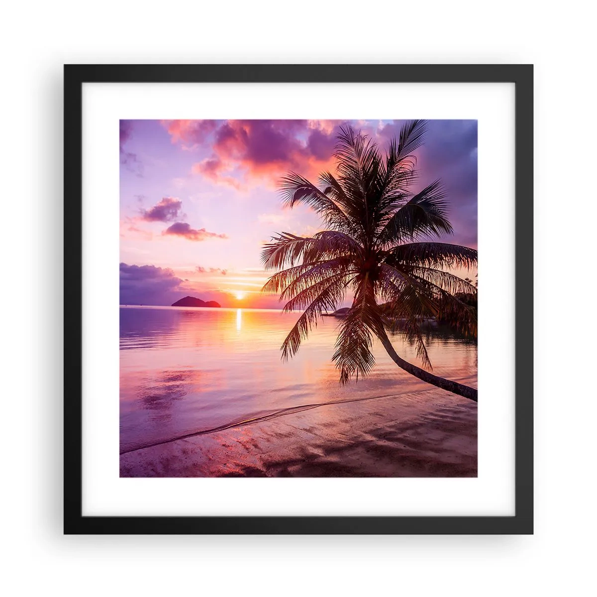 Plakat i sort ramme - Lyksalighed hele vejen til horisonten - 40x40 cm